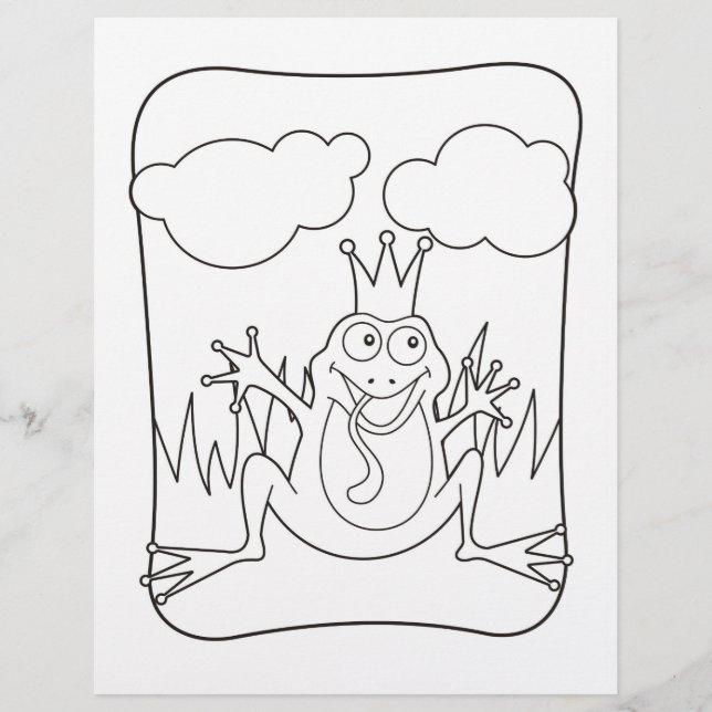 Frog Prince Colouring Book Page (Front)