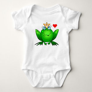 Frog Prince Crown Heart Cute Cartoon Baby Bodysuit