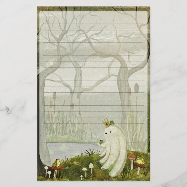 Frog Prince - Cute Ghost Lined Letter Writing Stationery (Front)