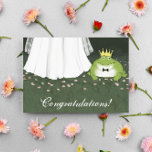 Frog Prince Fairy Tale Wedding Congratulations Card<br><div class="desc">A fairy tale wedding congratulations card. The beautiful princess and her frog prince. Inside text says “wishing you a happily ever after.” This text can be changed and personalised with your own sentiment. A funny wedding congrats card for the happy newlywed couple. Visit Jenn’s Doodle World for even more humourous...</div>