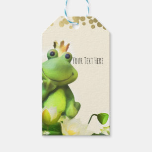 Frog Prince Green & Gold Baby Shower Custom Favour Gift Tags