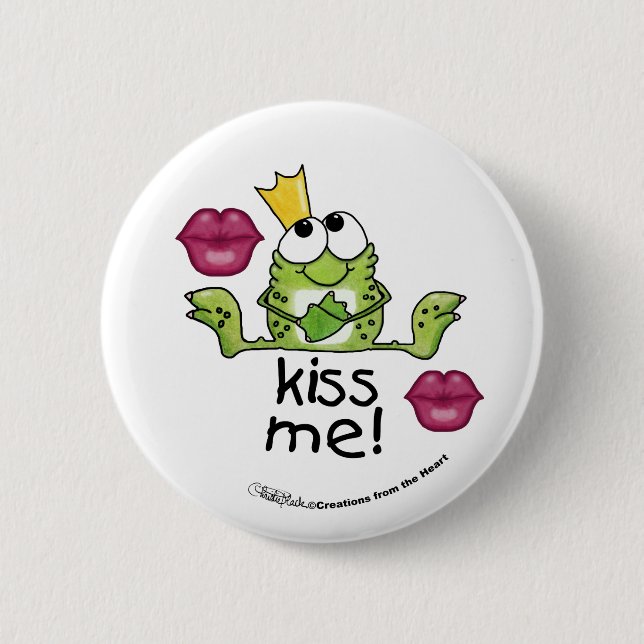 Frog Prince Kiss Me 6 Cm Round Badge (Front)