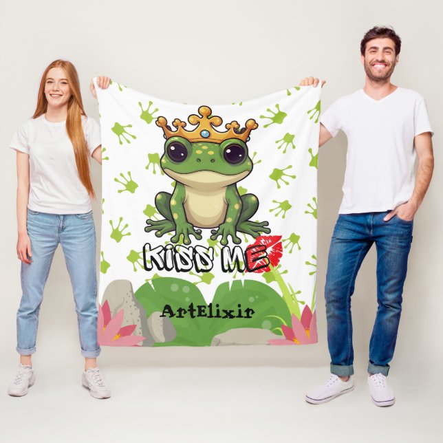 Frog Prince, Kiss me Print  Fleece Blanket (In Situ)