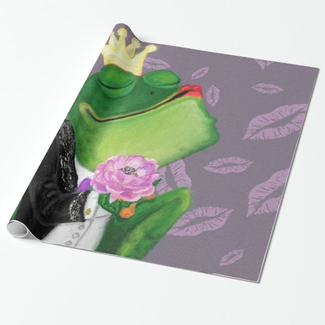 Frog Prince - Kiss Wrapping Paper (Unrolled)