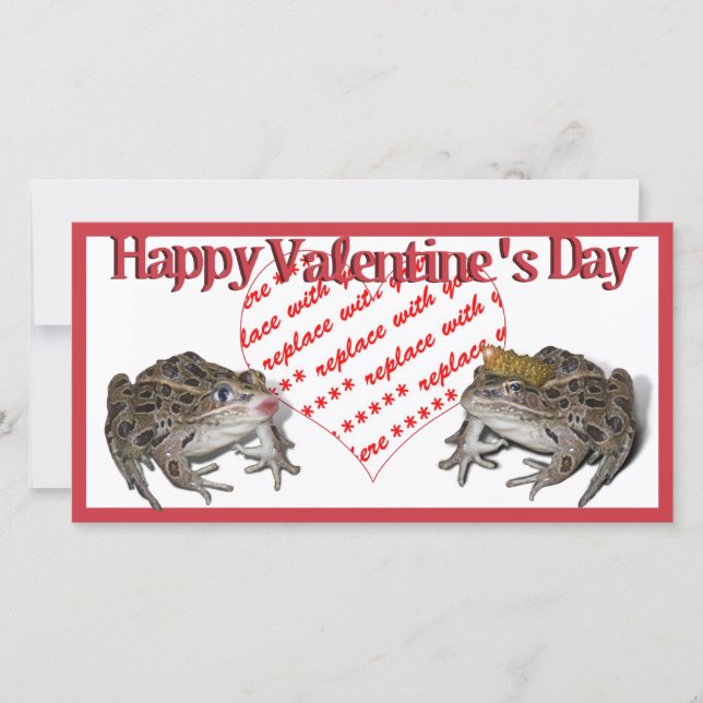 Frog Prince & Kissing Frog Valentine Photo Frame Holiday Card (Front)