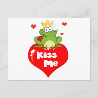 Frog Prince On A Red Heart Postcard