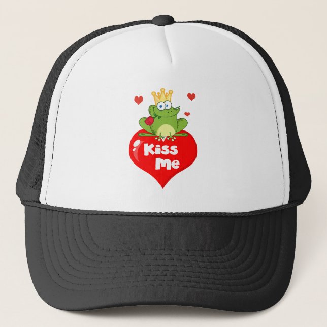Frog Prince On A Red Heart Trucker Hat (Front)