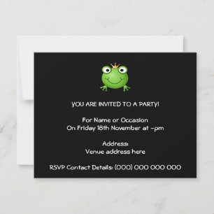 Frog Prince. Smiling Frog with a Crown. Invitation