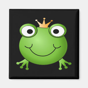 Frog Prince. Smiling Frog with a Crown. Magnet