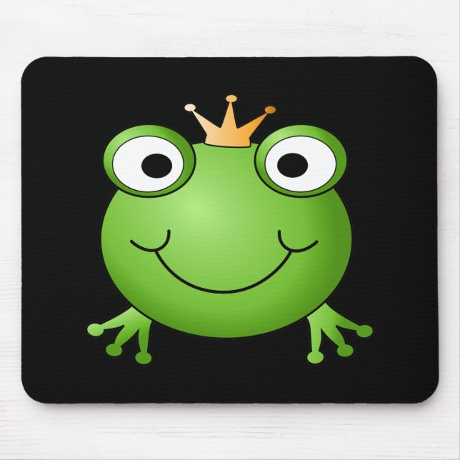 Frog Prince. Smiling Frog with a Crown. Mouse Mat (Front)