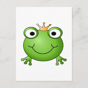 Frog Prince. Smiling Frog with a Crown. Postcard