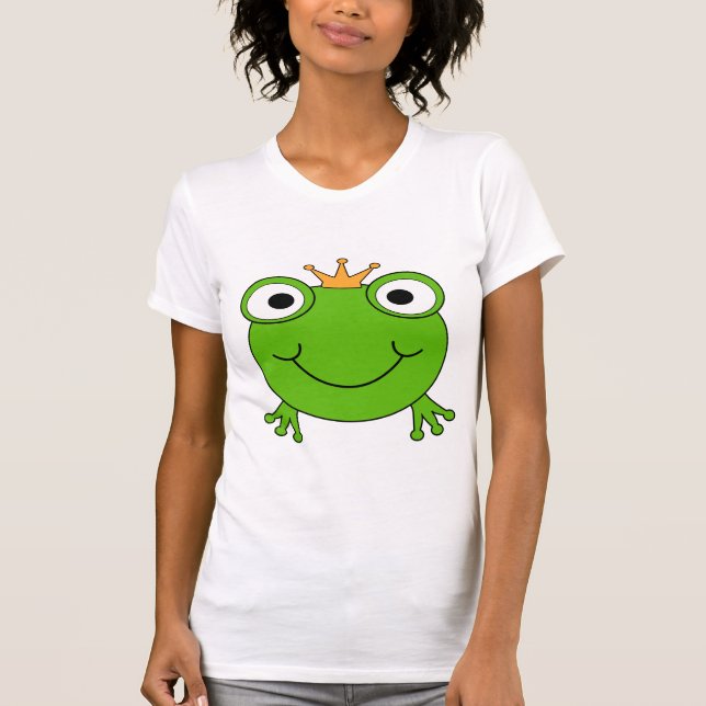 Frog Prince. Smiling Frog with a Crown. T-Shirt (Front)