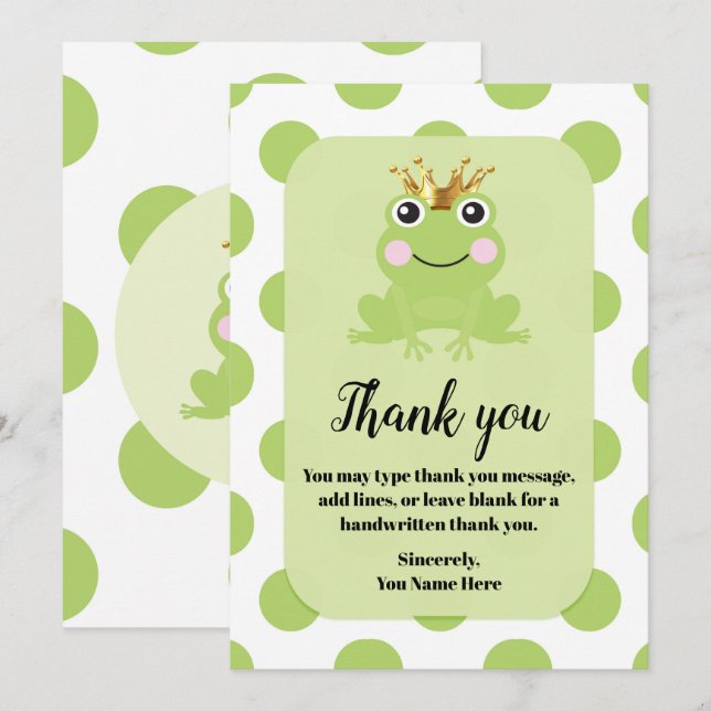 Frog Prince Storybook Thank You Baby Shower Invitation (Front/Back)