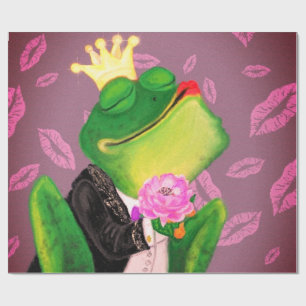 Frog Prince Wrapping Paper Kiss Funny Romantic