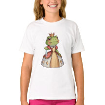 Frog princess in a  with a crown and a dress 