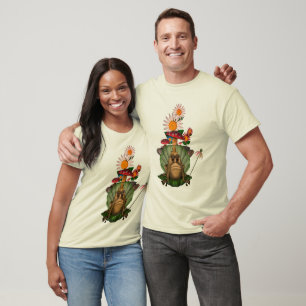 Frog Princess Mushrooms Flowers  T-Shirt