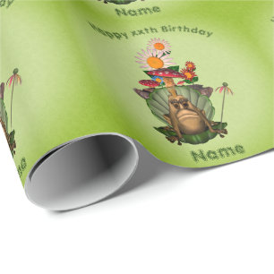 Frog Princess Mushrooms Personalised Birthday  Wrapping Paper