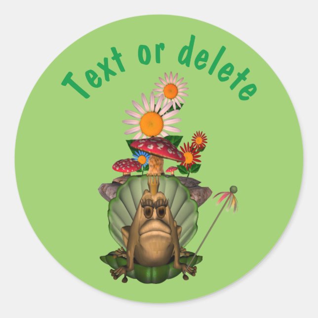 Frog Princess On Throne Cute Personalised Classic Round Sticker (Front)