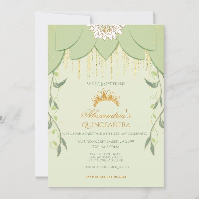 Frog Princess Quinceanera and Sweet Sixteen Invite (Front)