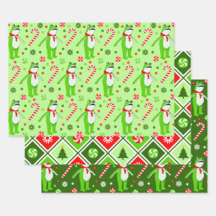 Frog Protest Christmas Holiday Gift Wrapping Paper Sheet
