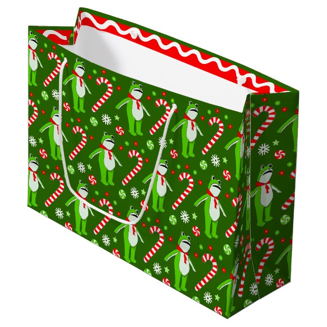 Frog Protest No Kings Christmas Large Gift Bag (Front Angled)