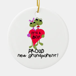 Frog Proud Grandparent of Boy Gifts Ceramic Tree Decoration