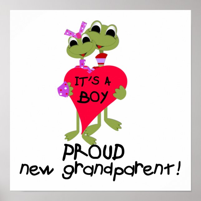 Frog Proud Grandparent of Boy Gifts Poster (Front)