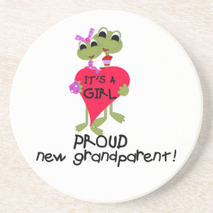 Frog Proud Grandparent of Girl Gifts Coaster