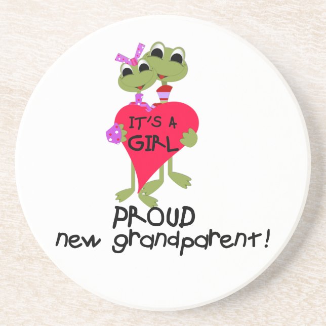 Frog Proud Grandparent of Girl Gifts Coaster (Front)