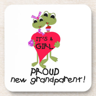 Frog Proud Grandparent of Girl Gifts Coaster