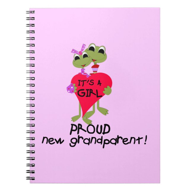 Frog Proud Grandparent of Girl Gifts Notebook (Front)