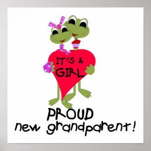 Frog Proud Grandparent of Girl Gifts Poster