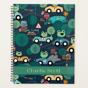 Frog Race Car Drivers Kids Personalised Planner