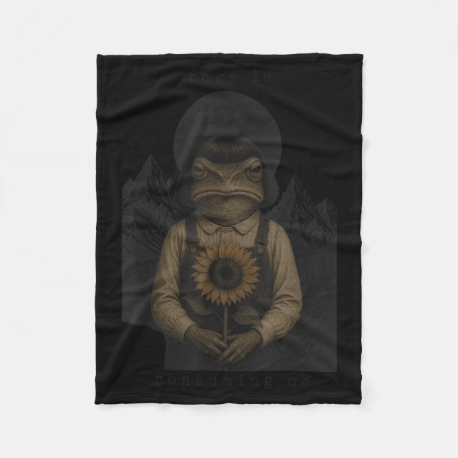 Frog Rage Is Consuming Me Sarcastic Meme Funny Fleece Blanket (Front)