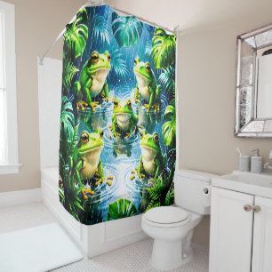Frog Rain Artsy Bathroom Decor Colours - Shower Cu Curtain