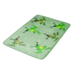 Frog Raindrops Abstract  Bath Mat