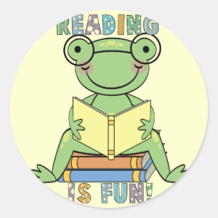 Frog Reading is Fun T-shirts and Gifts Classic Round Sticker