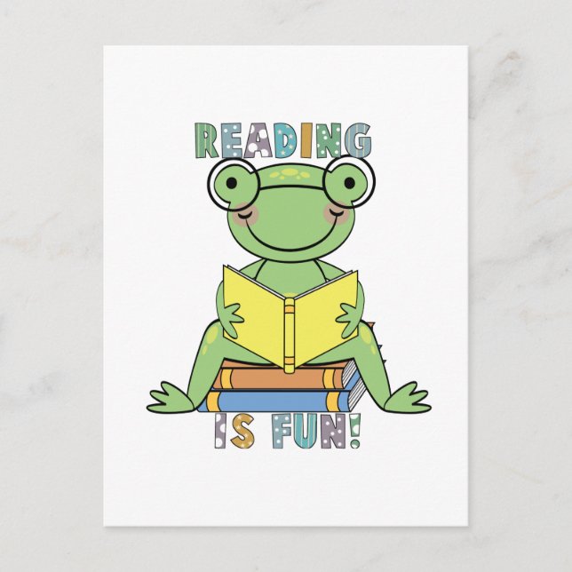 Frog Reading is Fun T-shirts and Gifts Postcard (Front)