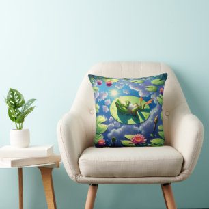Frog Relaxing On a Lily Pad Cushion