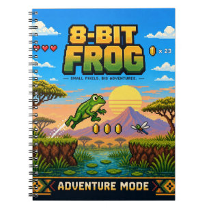 Frog, Retro 8-Bit Pixel Art Notebook