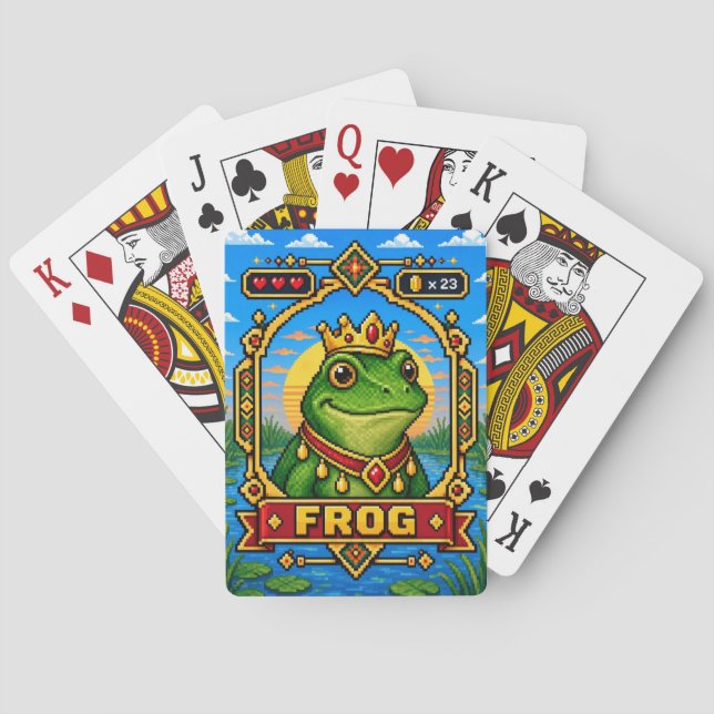 Frog Retro 8-Bit Pixel Art Playing Cards (Back)