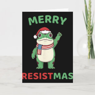 Frog Retro Merry Resistmas Funny Political Christm Card