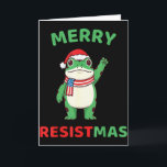 Frog Retro Merry Resistmas Funny Political Christm Card<br><div class="desc">Frog Retro Merry Resistmas Funny Political Christmas _1</div>