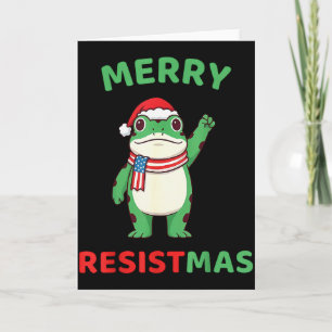 Frog Retro Merry Resistmas Funny Political Christm Card