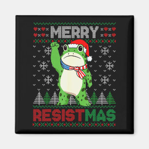 Frog Retro Merry Resistmas Funny Political Ugly Ch Magnet