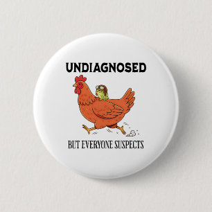 Frog Riding Chicken, Undiagnosed But Everyone Susp 6 Cm Round Badge