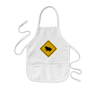 frog road sign kids apron