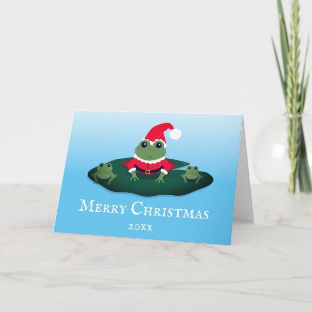 Frog Santa Animal Christmas Holiday Card (Front)