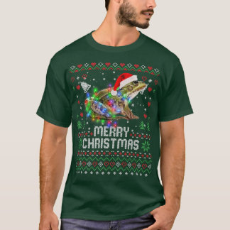Frog Santa Hat Animal Christmas Tree Lights Holida T-Shirt