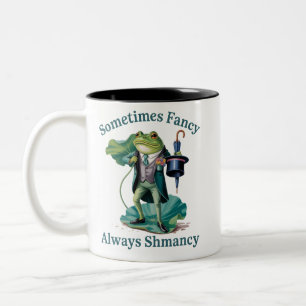 Frog Sarcastic Sometimes Fancy Always Shmancy  Two-Tone Coffee Mug